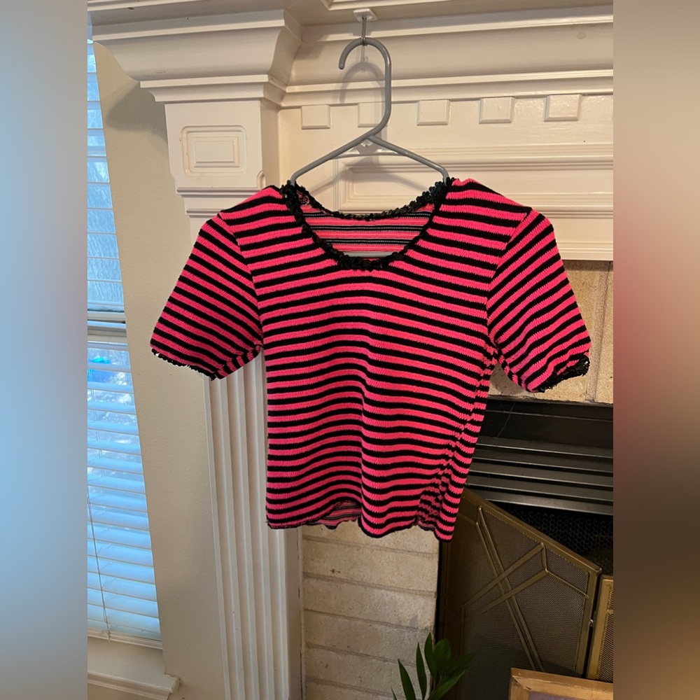 Knit Stretchy Crop Top 💕Hot Pink and Black 💕